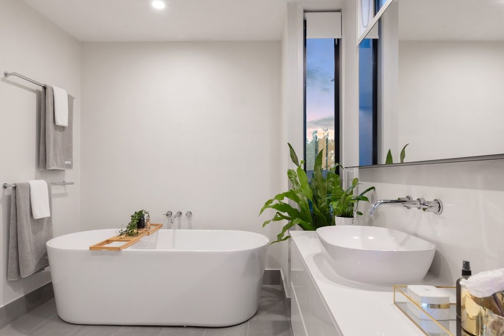 Elegant modern shower with flowing hot water from an Acuasol system